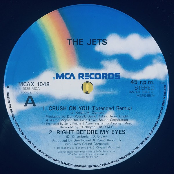 The Jets - Crush On You (Extended Version / Instrumental / Acappella) / Right Before My Eyes (12" Vinyl Record)