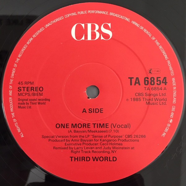 Third World - One more time (Larry Levan Extended US Remix / Larry Levan Dub) 12" Vinyl Record Promo