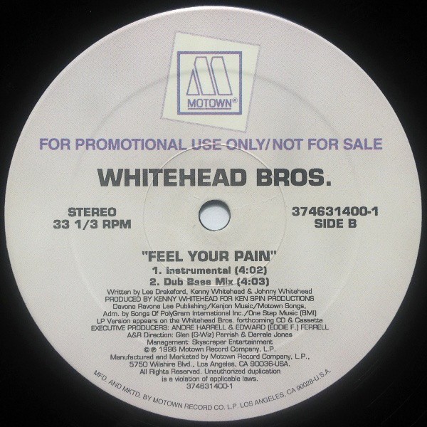 Whitehead Bros - Feel your pain (LP version / Radio Edit /Dub Bass mix / Instrumental / Acappella) Promo