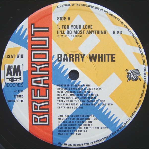 Barry White - For your love (I'll do most everything) / Love is in your eyes / As time goes by (12" Vinyl Record)