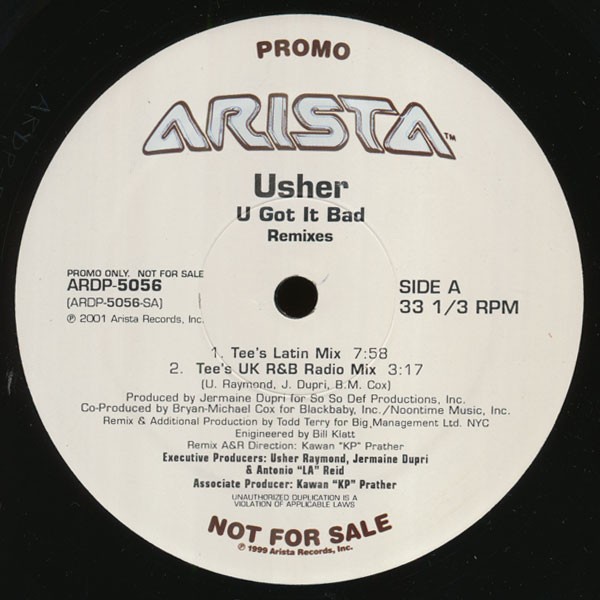Usher - U got it bad (Tees UK R&B Radio mix / Tees Latin mix / Tees In House Club mix / Tees Dub) Promo