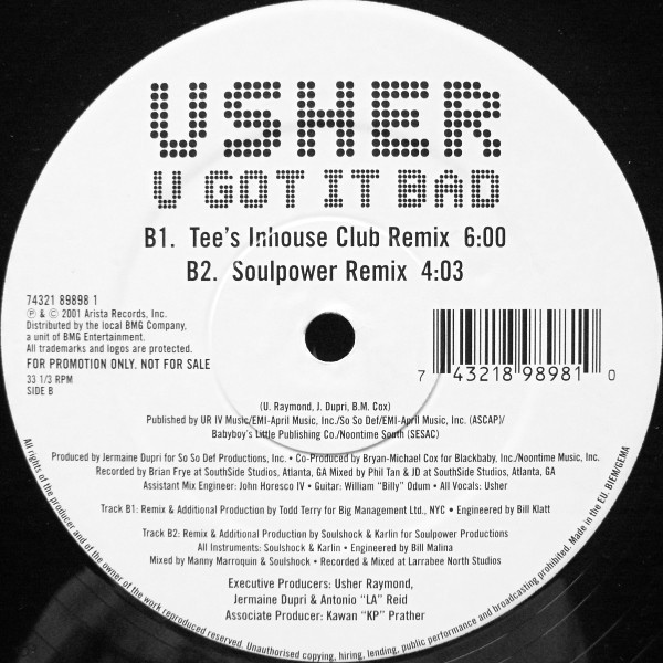 Usher - U got it bad (Soulpower Remix / Tees Inhouse Club Remix / Tees Dub / Tees Latin Club mix) Promo