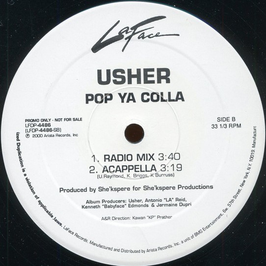 Usher - Pop ya colla (Radio mix x 2 / Instrumental / Acappella) Promo