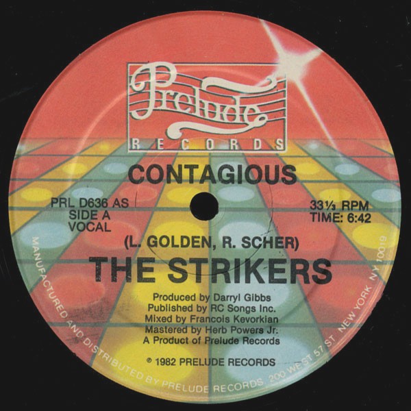 Strikers - Contagious (Francois Kevorkian Extended Version / Francois Kevorkian Instrumental) 12" Vinyl Record