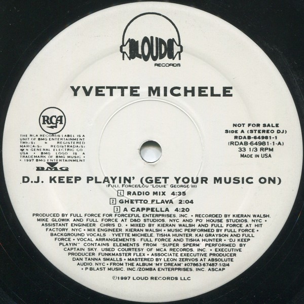 Yvette Michele - DJ keep playin (Radio mix / Ghetto Flava / Radio Inst / Ghetto Flava Inst / Acappella) 12" Vinyl Record Promo