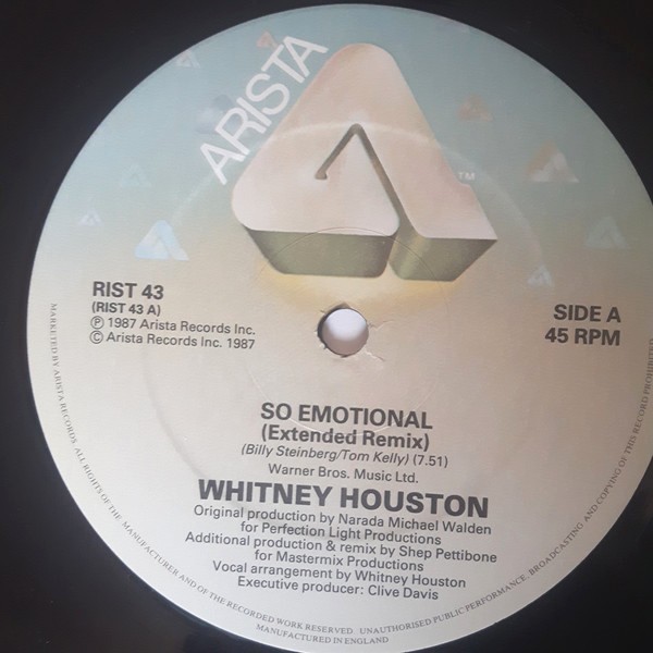 Whitney Houston - So emotional (Shep Pettibone Remix) / Didn't we almost (Live) / For the love of you (12" Vinyl Record)