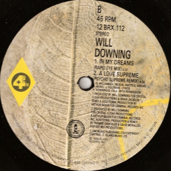 Will Downing - A Love Supreme (Frankie Knuckles Remix) / Free (Remix) / In My Dreams (Rapid Eye Remix) 12" Vinyl Record