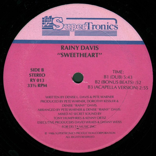 Rainy Davis - Sweetheart (12inch mix / Dub / Bonus Beats / Acappella) 12" Vinyl Record