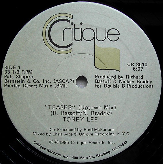 Toney Lee - Teaser (Uptown mix / Downtown mix / Instrumental mix) 12" Vinyl Record