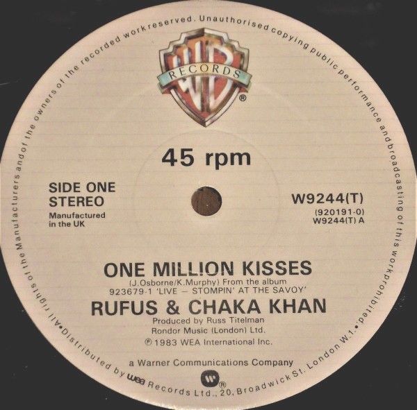 Rufus and Chaka Khan - One million kisses / Any old Sunday / Do you love what you feel (Live) 12" Vinyl Record