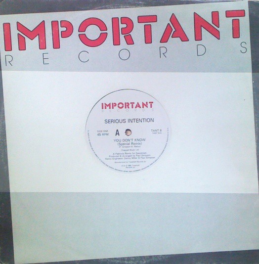 Serious Intention - You dont know (Special Remix / Acappella / Extramental mix / Acappella Reprise)
