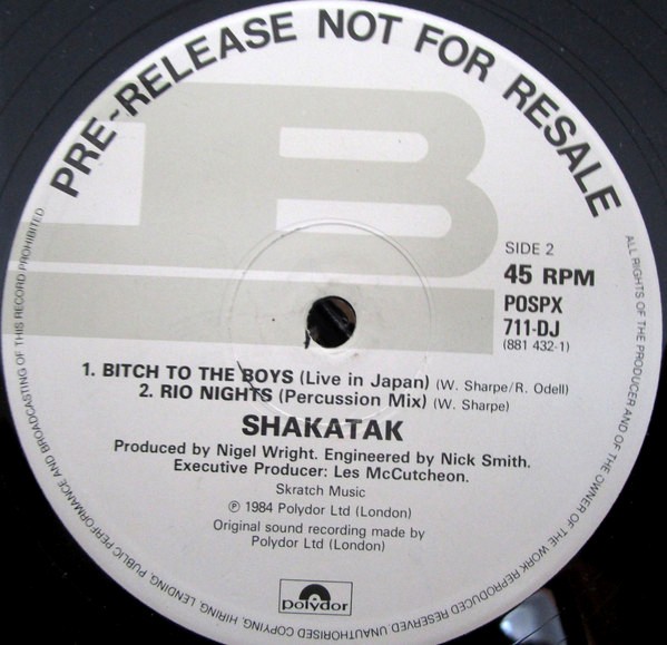 Shakatak - Watching you (Long Version) / Bitch to the boys (Live in Japan) / Rio nights (Percussion mix) Promo