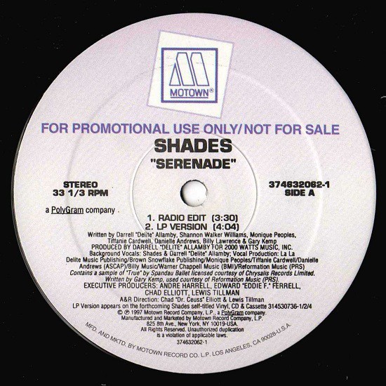 Shades - Serenade (LP Version / Radio Edit / Instrumental / Acappella) Promo