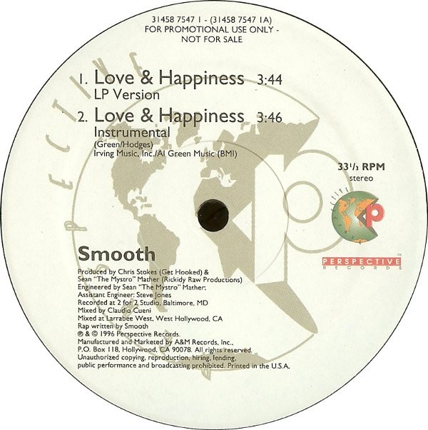 Smooth - Love & happiness (LP Version / Instrumental / Acapella) 12" Vinyl Record
