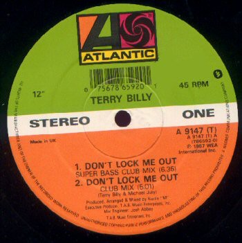 Terry Billy - Don't lock me out (Super Bass Club mix / Club mix / Dub Version) 12" Vinyl Record