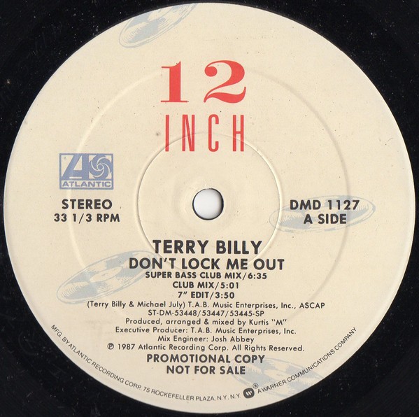 Terry Billy - Dont lock me out (Super Bass Club mix / Club mix / 7inch mix / Dub Version / Bassappella) 12" Vinyl Record Promo