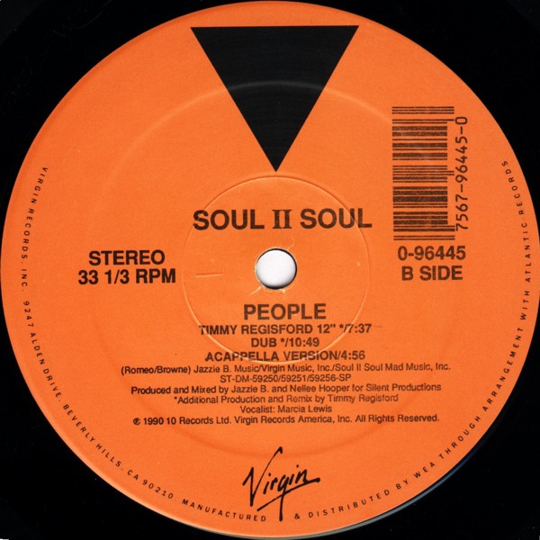 Soul II Soul - People (12inch mix / Alt mix 1 / Alt mix 2 / Timmy Regisford mix / Timmys Dub / Acappella) 12" Vinyl Record