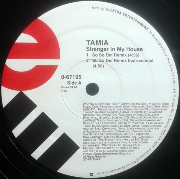 Tamia - Stranger in my house (So So Def Remix / Remix Instrumental / Remix Edit / Acappella) 12" Vinyl Record