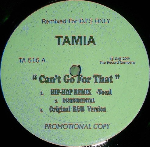 Tamia - Cant go for that (Original R&B Version / Hip Hop Remix / Hip Hop Inst / House mix / Club Dub) 12" Vinyl Record Promo