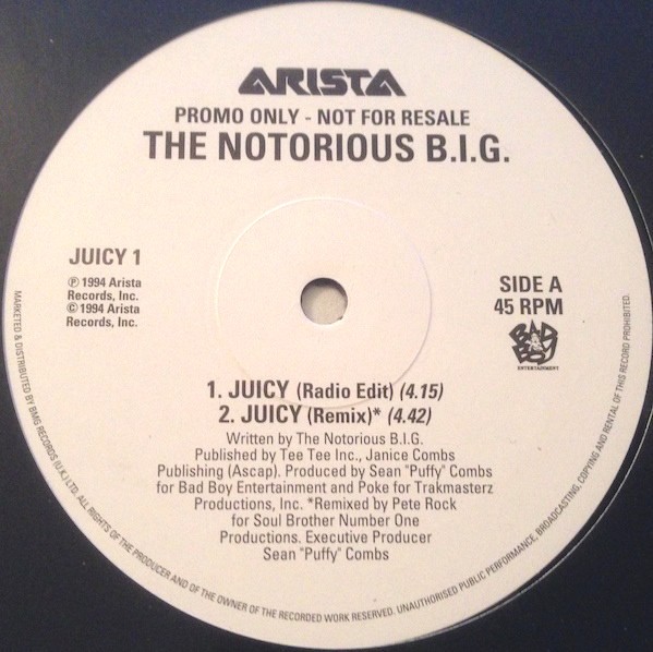 Notorious BIG - Juicy (Remix / Radio Edit / Dirty mix) / Unbelievable (Promo) 12" Vinyl Record