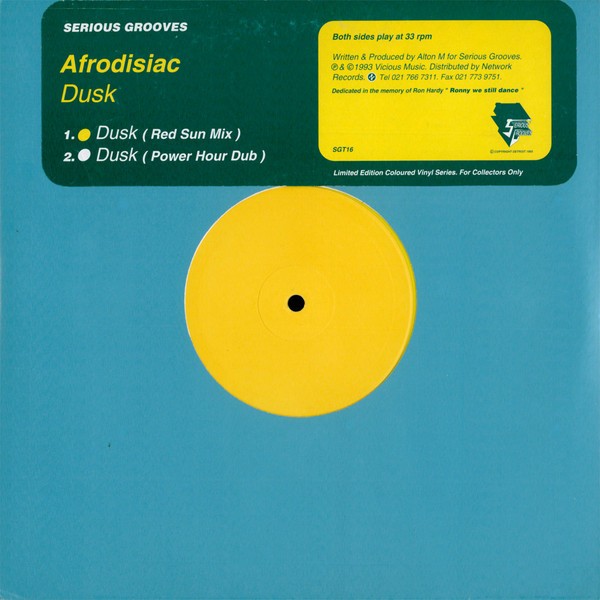 Afrodisiac - Dusk (10 Inch Yellow Vinyl)  12" Vinyl Record Promo