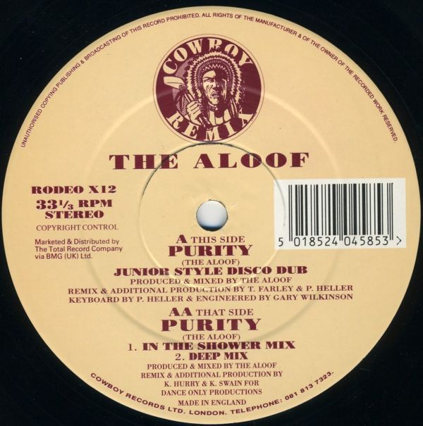Aloof - Purity (Junior Style Disco Dub / In The Shower mix / Deep mix) 12" Vinyl Record