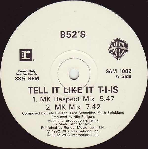 B52s - Tell it like it is (MK mixes) 12" Vinyl Record Promo