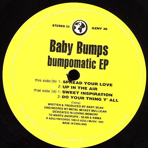 Baby Bumps - Bumpomatic EP feat Spread your love / Up in the air / Sweet inspiration / Do your thing yall (12" Vinyl Record)