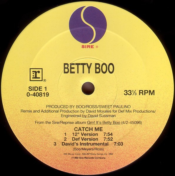 Betty Boo - Catch me (David Morales 12inch / Def mix / DM Inst / DM UK mix / Original / London Underground Mix) 12" Vinyl Record