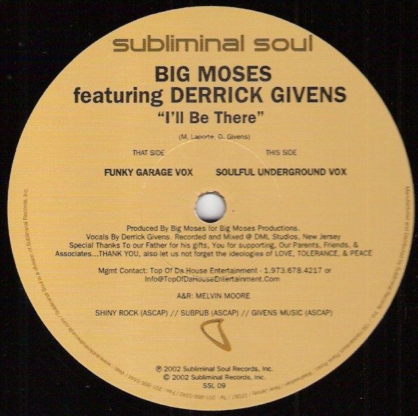 Big Moses featuring Derrick Givens - I'll be there (Funky Garage Vox / Soulful Underground Vox) 12" Vinyl Record