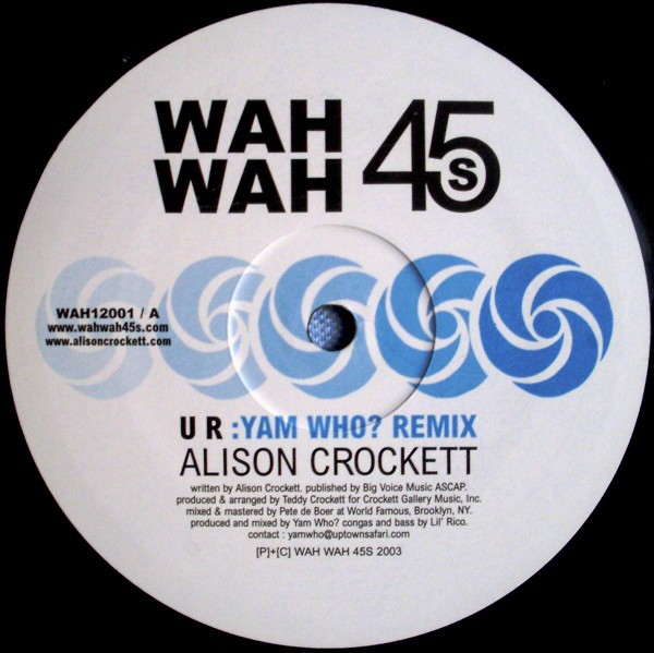 Alison Crockett - Alive (Original mix) / UR (Yam Who Remix) 12" Vinyl Record