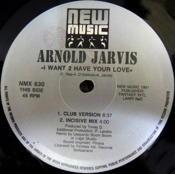Arnold Jarvis - I want 2 have your love (4 mixes) 12" Vinyl Record
