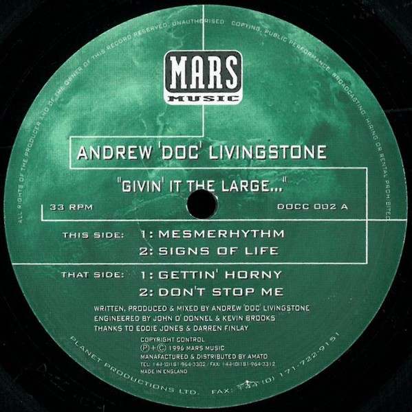 Andrew Doc Livingstone -  Mesmerhythm / Signs Of Life / Gettin Horny / Dont Stop Me (12" Vinyl Record)