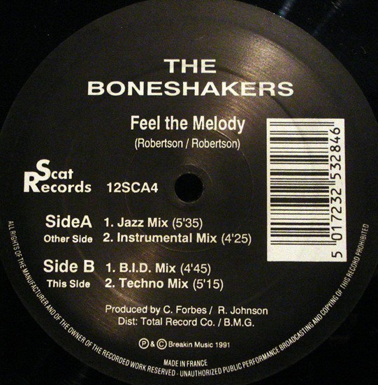 Boneshakers - Feel the melody (Jazz mix / Techno mix / BID mix / Instrumental mix) 12" Vinyl Record