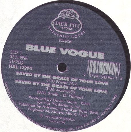 Blue Vogue - Saved by the grace of your love (4 mixes) 12" Vinyl Record