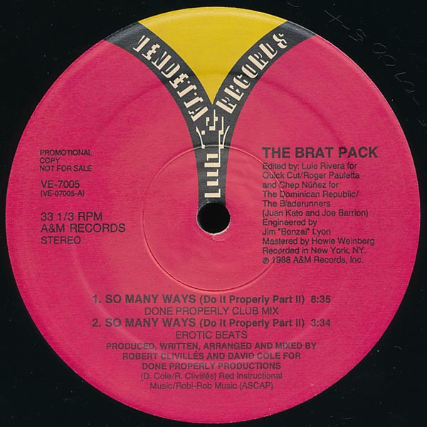 Brat Pack - So Many Ways (Club Mix / Erotic Beats / B Boy Dub Part II / Wild Style Dub) 12" Vinyl Record