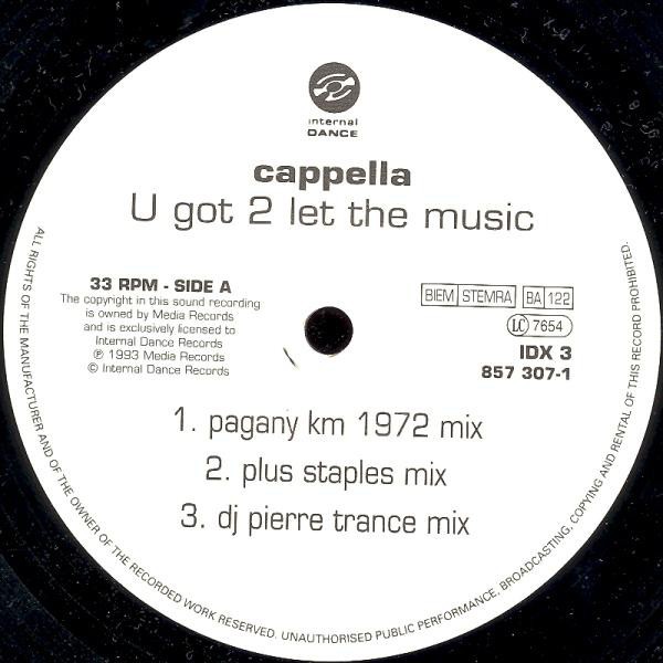 Cappella - U got to let the music (6 Mixes) 12" Vinyl Record