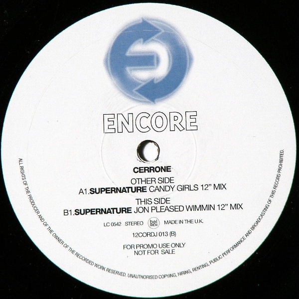 Cerrone - Supernature (Original / William Orbit / Candy Girls / Jon Pleased Wimmin Mixes) 12" Vinyl Record Double Promo