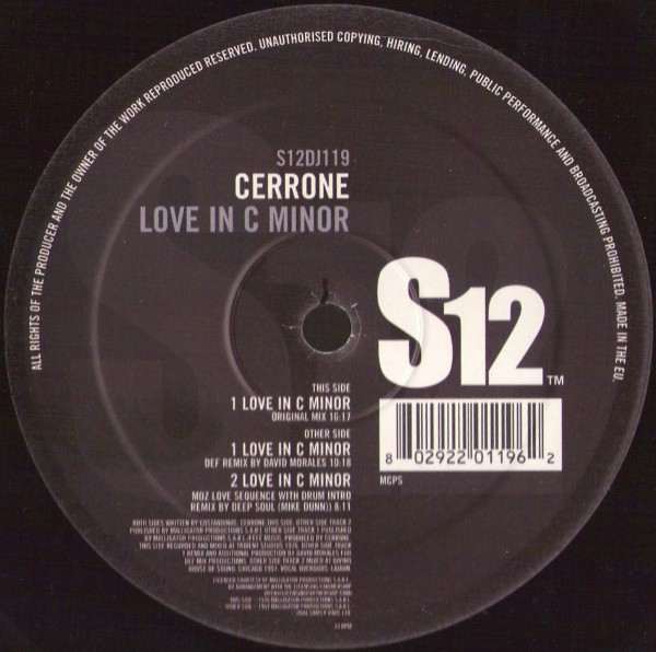 Cerrone - Love in C minor (David Morales Def mix / Mike Dunn Love Sequence / Original mix) 12" Vinyl Record