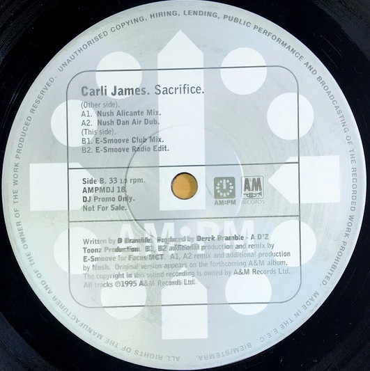 Carli James - Sacrifice (2 Nush Mixes / 2 E Smoove Mixes) 12" Vinyl Record