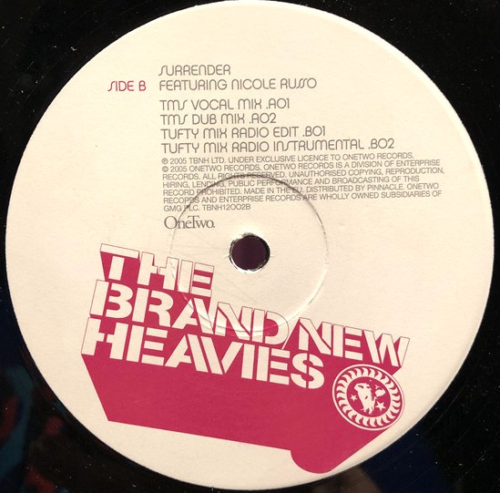 Brand New Heavies feat Nicole Russo - Surrender (TMS Vocal mix / TMS Dub / Tufty Radio Edit / Tufty Radio Inst) 12" Vinyl Record