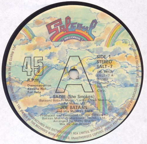 Joe Bataan & His Mestizo Band - El rap-o clap-o / Sadie (She smokes) 12" Vinyl Record Promo