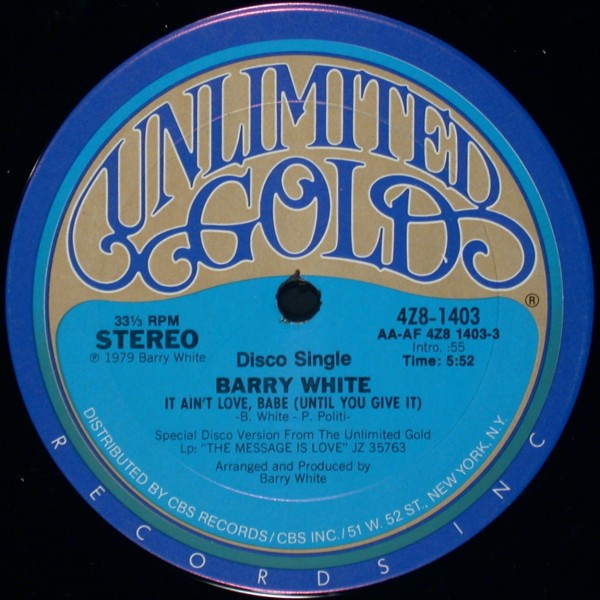 Barry White - It aint love babe / Hung up in your love (12" Vinyl Record)