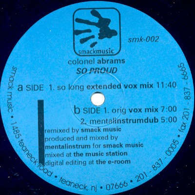 Colonel Abrams - So proud (Extended Vox mix / Original / Mentalinstrumdub) 12" Vinyl Record