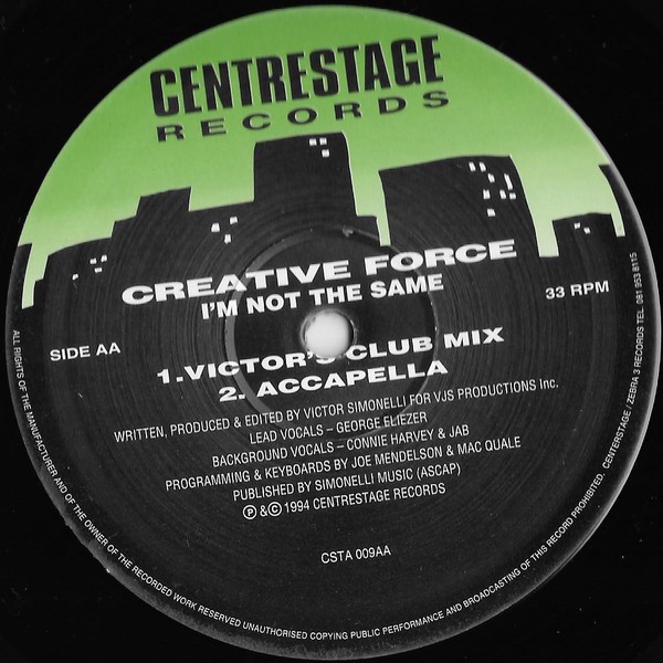 Creative Force - Im not the same (Lifeforce Club mix / Lifeforce Dub / Original Club mix / Acappella) 12" Vinyl Record