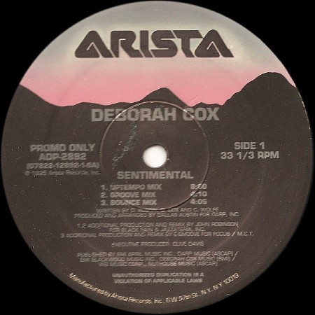 Deborah Cox - Sentimental (E Smoove Bounce mix / Dub / Uno Clio Dub / Smooth mix / Uptempo mix / Groove mix) 12" Vinyl Record