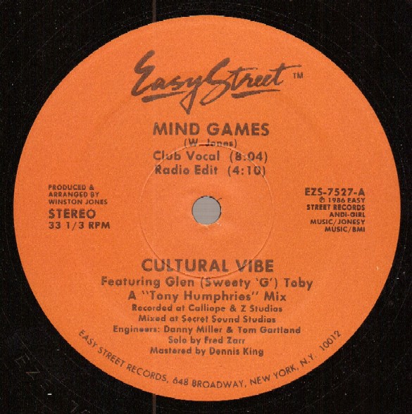 Cultural Vibe - Mind games (Tony Humphries Club Vocal / Radio Edit / Zanz Games) 12" Vinyl Record