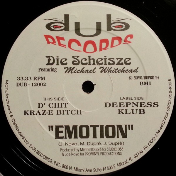 Die Scheisze featuring Michael Whitehead - Emotion (D Chit Kraze E Bitch / Deepness Klub mix) 12" Vinyl Record