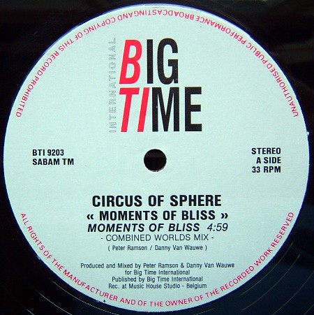 Circus Of Sphere - Moments Of Bliss (Combined Worlds mix / Mystic Call mix / Guitar mix) 12" Vinyl Record