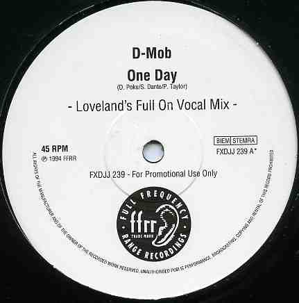 D Mob - One day (Lovelands Full On Vocal mix) 12" Vinyl Record Promo